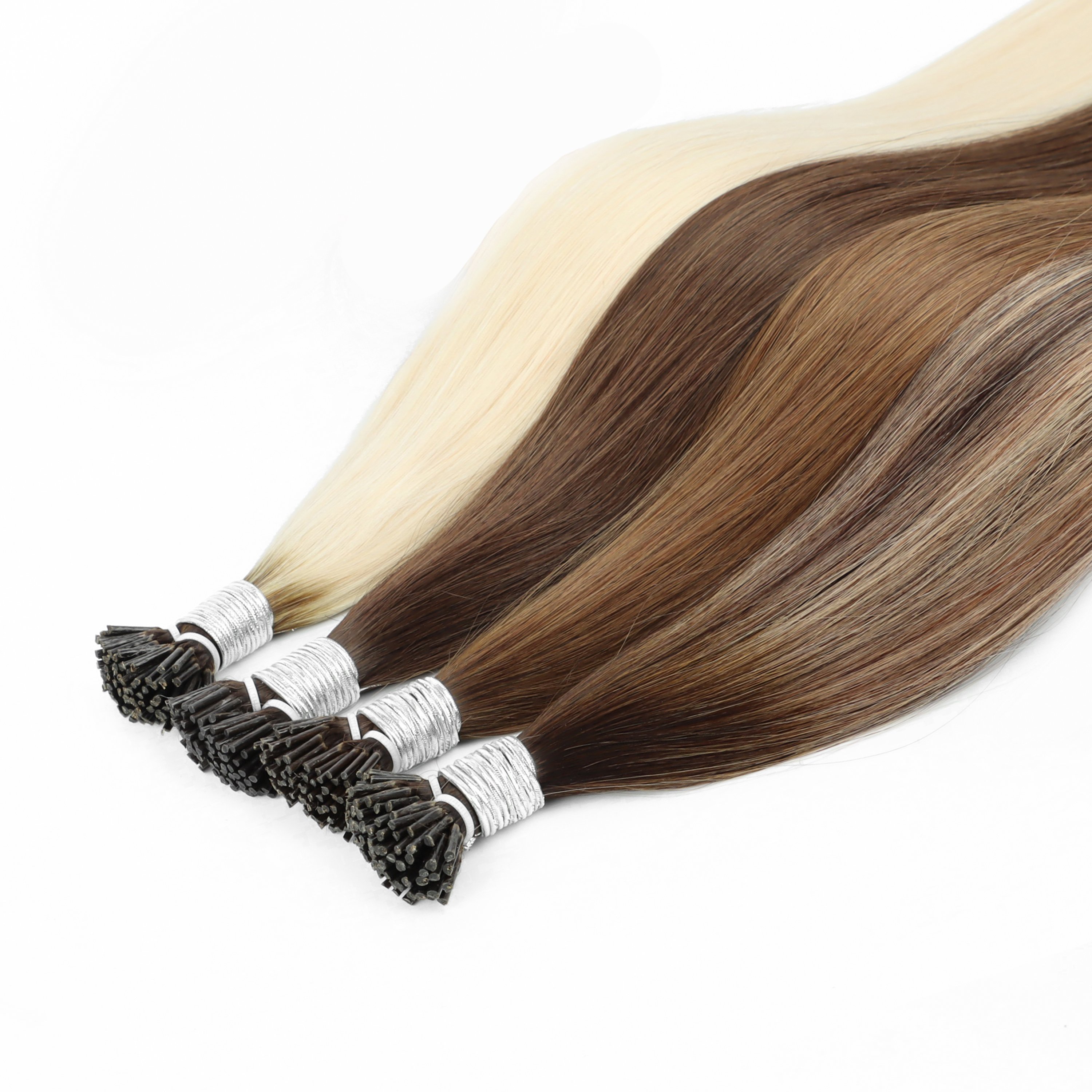 Hot Sale Factory Price 100% Natural Extensions Raw hair 100 % human Remy Wholesale I Tip Hair Extensions