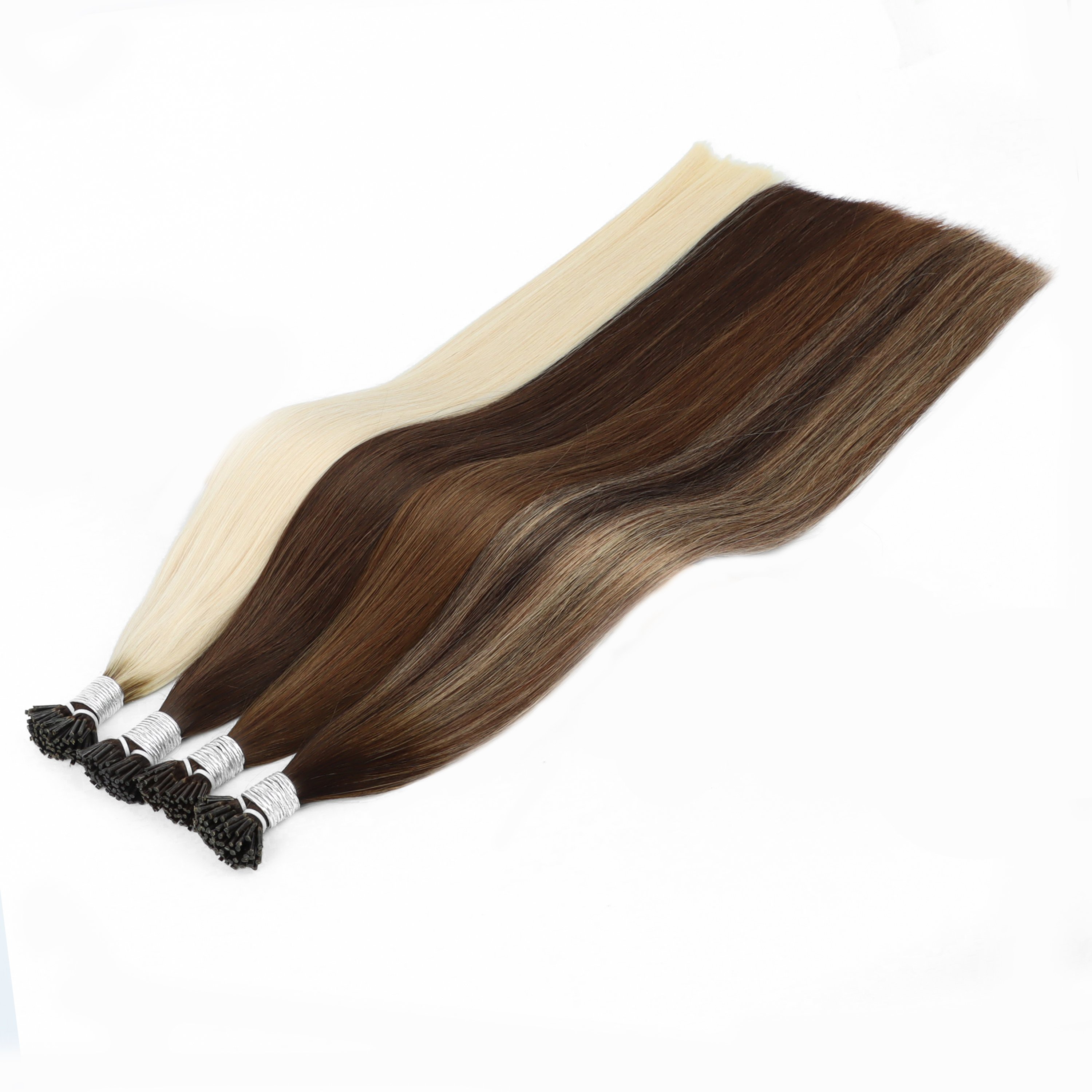 Hot Sale Factory Price 100% Natural Extensions Raw hair 100 % human Remy Wholesale I Tip Hair Extensions