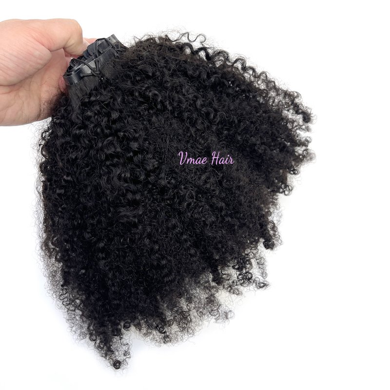 VMAE Wholesale Raw Cuticle Aligned Human Hair Invisible Clip Ins Afro Deep Kinky Curly Seamless Clip In Hair Extension