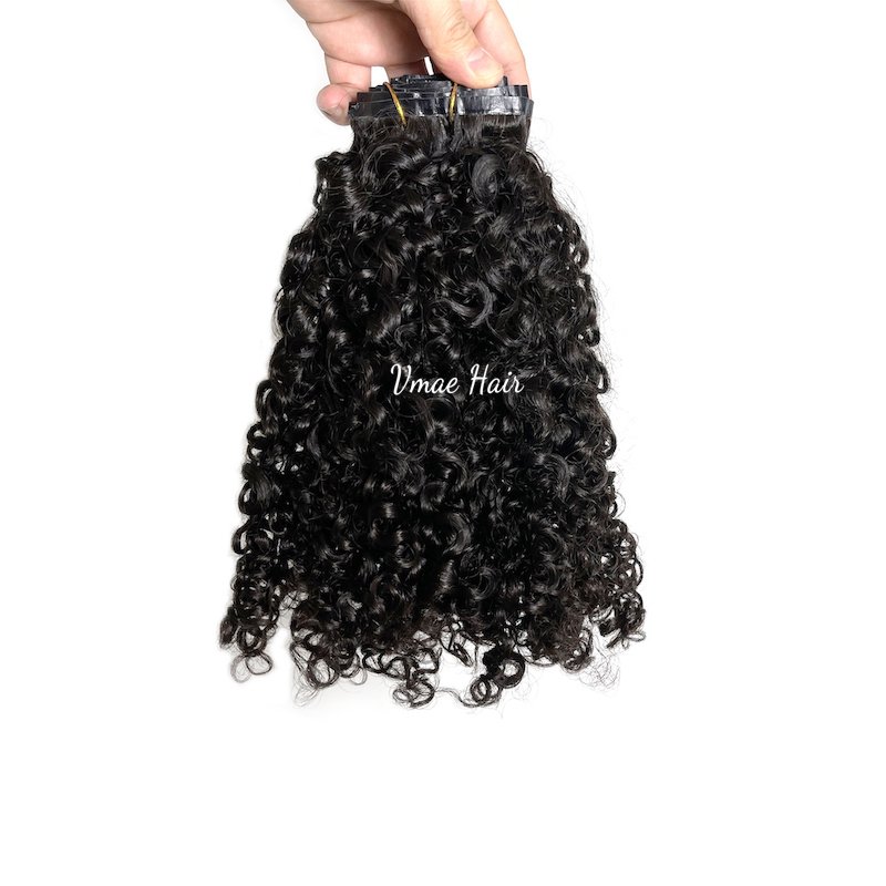 VMAE Wholesale Raw Cuticle Aligned Human Hair Invisible Clip Ins Afro Deep Kinky Curly Seamless Clip In Hair Extension
