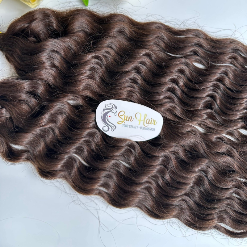 Wholesale High Quality Water Wave With Brown Color Super Double Drawn Invisible Tape 100% Real Human Hair Extensions