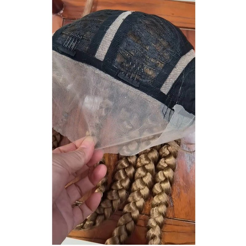 Xuchang Harmony 34inch 350 Grams Flame Retardant Fiber Synthetic Hair Wigs Long Style Hand Made Braided Synthetic Lace Front Wig