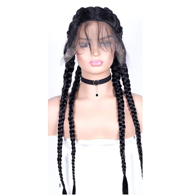 Xuchang Harmony 34inch 350 Grams Flame Retardant Fiber Synthetic Hair Wigs Long Style Hand Made Braided Synthetic Lace Front Wig
