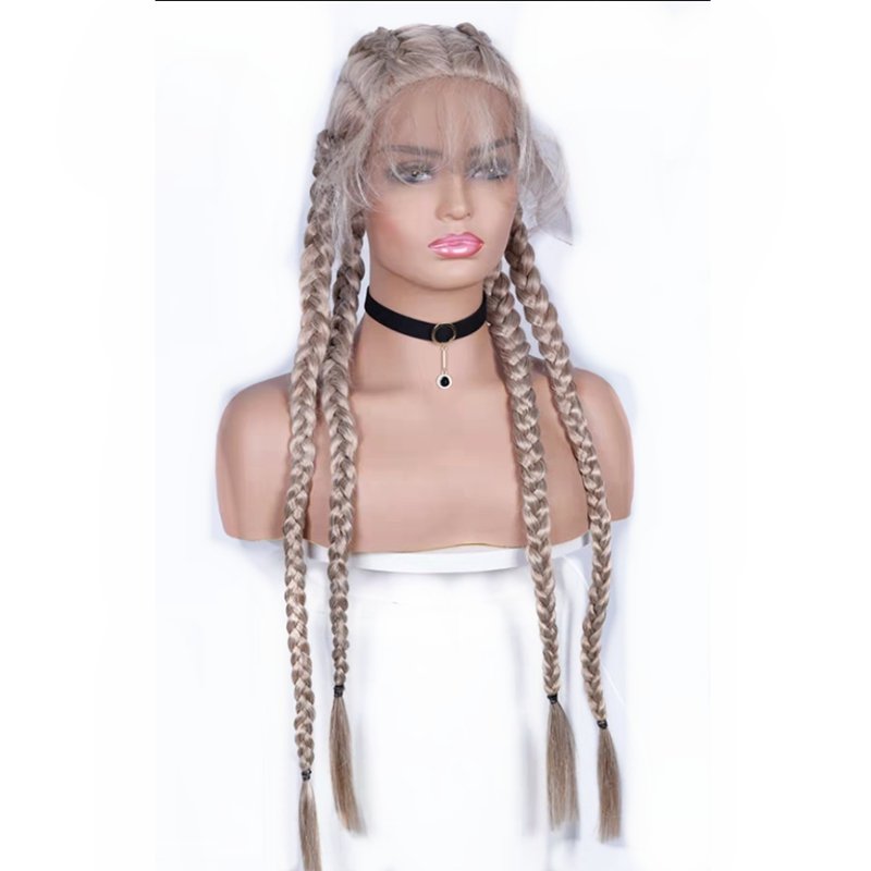 Xuchang Harmony 34inch 350 Grams Flame Retardant Fiber Synthetic Hair Wigs Long Style Hand Made Braided Synthetic Lace Front Wig