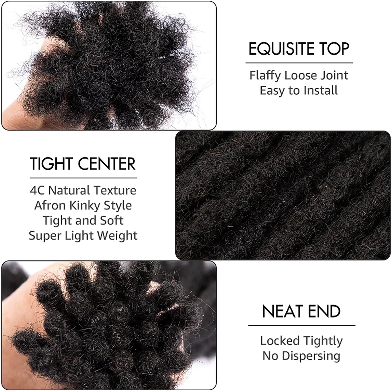 0.6cm 0.8cm Dreadlocks Lock Extensions Human Hair for Man Natural Crochet Braiding Afro Dreads Bulk Virgin Human Hair Extensions