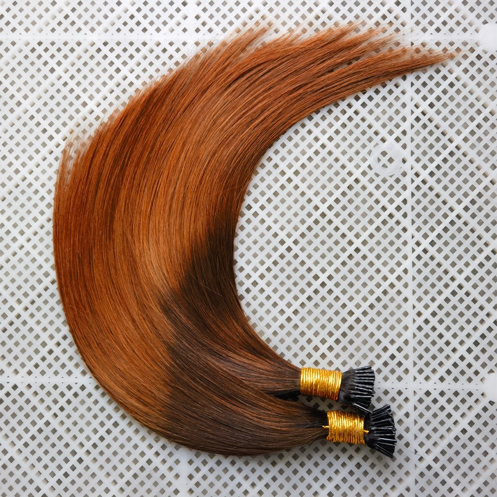 Ombre I tip Hair Double Drawn Russian Remy Cuticle Aligned hair Blonde Red 99J Brown Keratin Stick I Tips Human Hair Extensions
