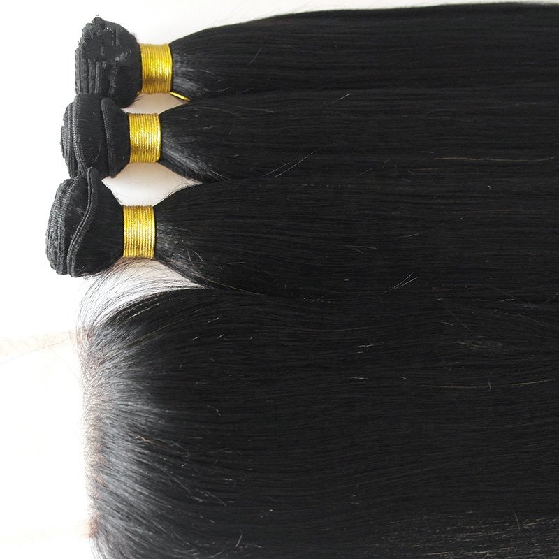 cheap indian light yaki human hair extensions with closure wholesale remy double drawn virgin hair bundle free samples