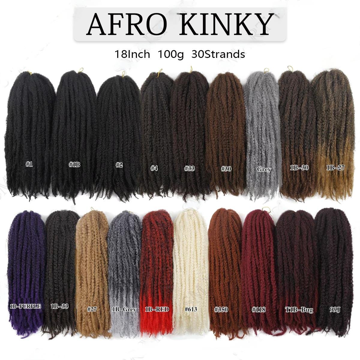 Afro Kinky Marley Braid Crochet Hair 18inch Synthetic 30Strands yaki crochet hair style for crochet braid hair