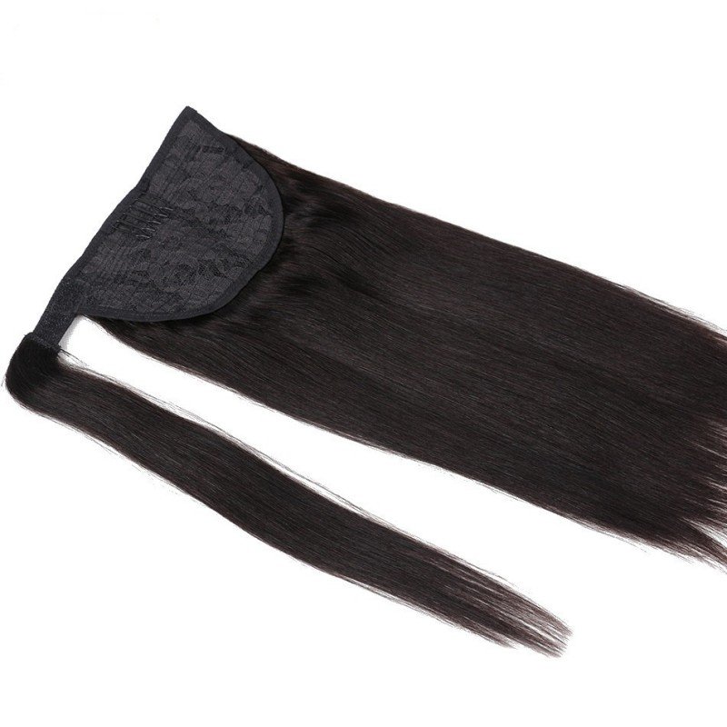 Real Human Hair Ponytail European and American Women's Straight Hook Ponytail Human Hair Extension