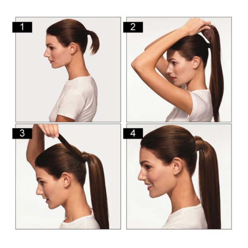 Real Human Hair Ponytail European and American Women's Straight Hook Ponytail Human Hair Extension