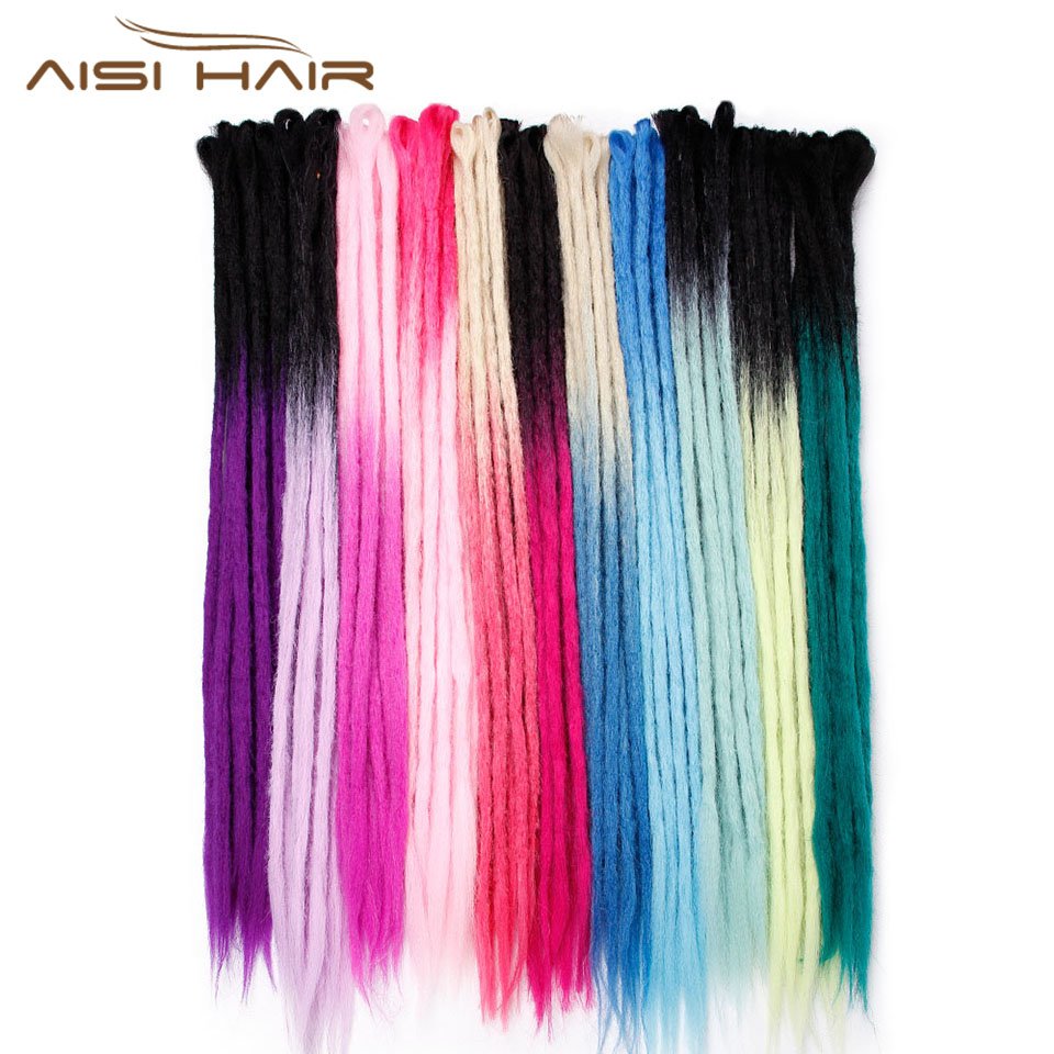 Aisi Hair Wholesale 22 inch Handmade Dreadlocks Hair Extensions Synthetic Crochet Braid Hair For Women Hip-Hop