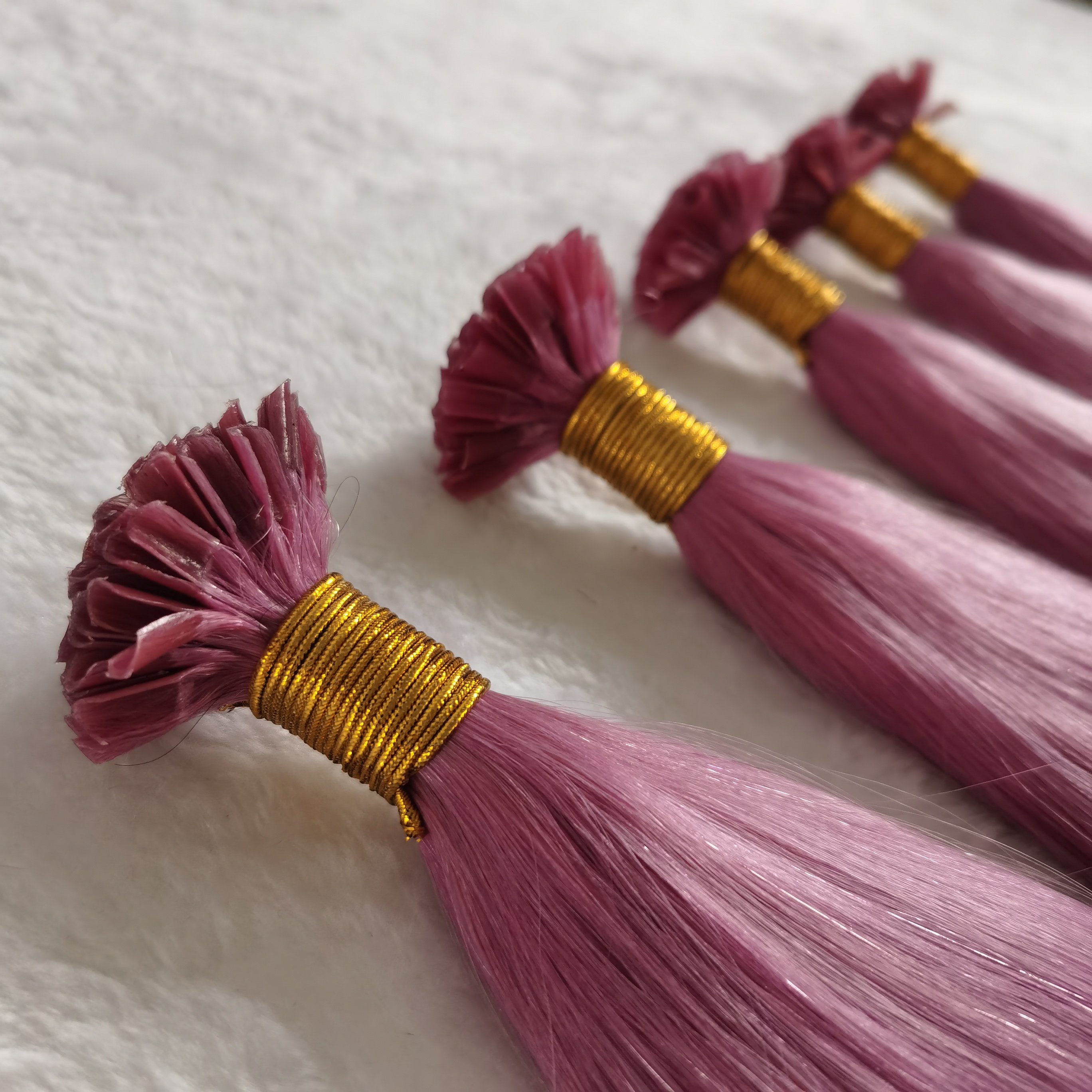 100% European unprocessed No shedding No tangle straight pink color Raw Virgin Cuticle Aligned Thick Ends U Tips Hair Extensions