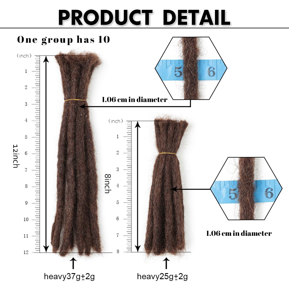 Human Dreadlocks Hair Extensions Handmade Soft Faux Locs Crochet Braid For African Men Women And Kids Heymidea