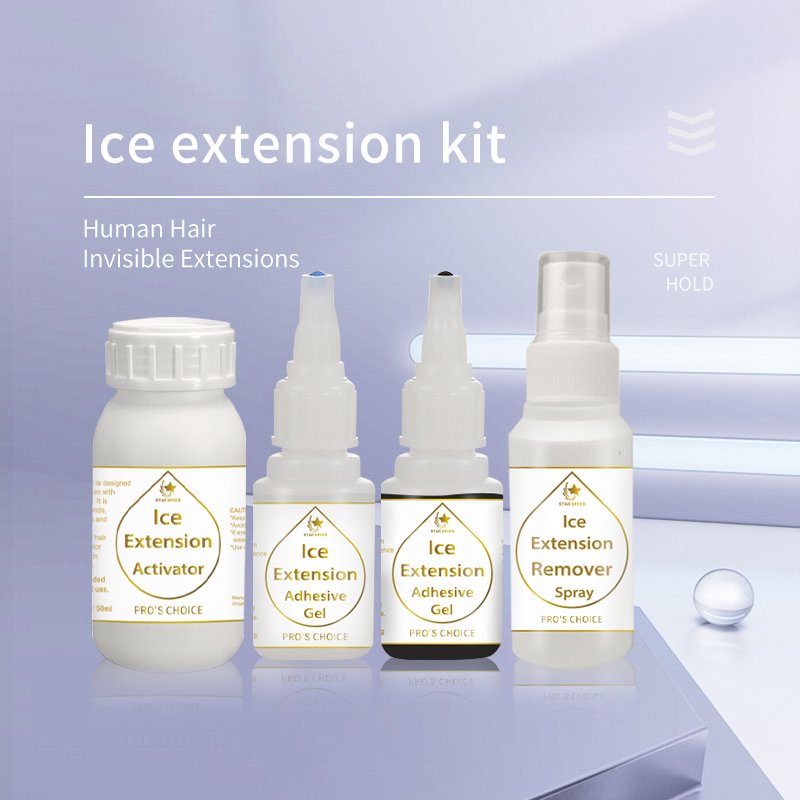 Star speed ICE glue for hair extensions activator remover glue clear black ICE hair gel set ICE GEL hair extensions