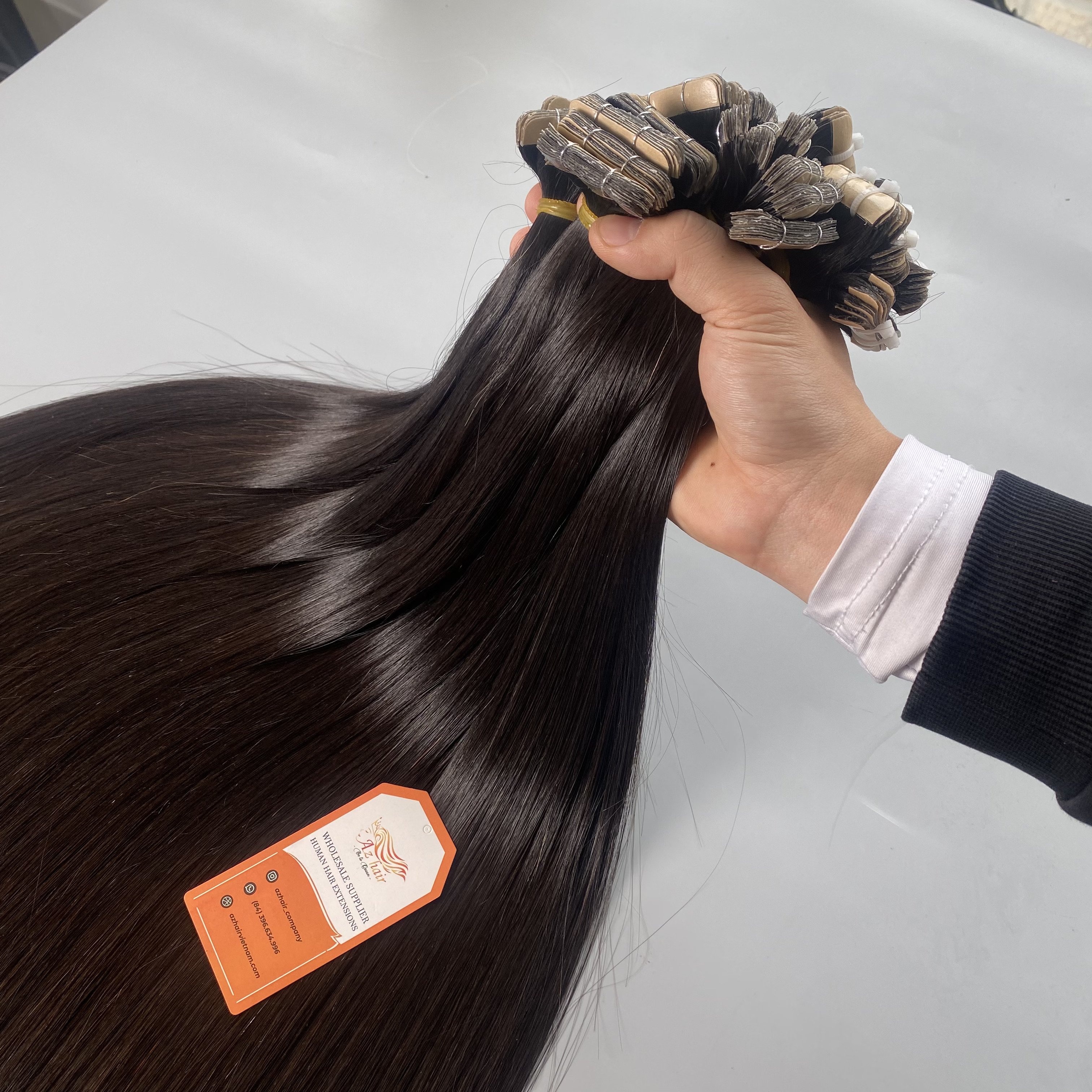 Wholesale Price Black Color Tape In Hair Extensions 4cm Line Tape 100% Vietnamese Human Hair