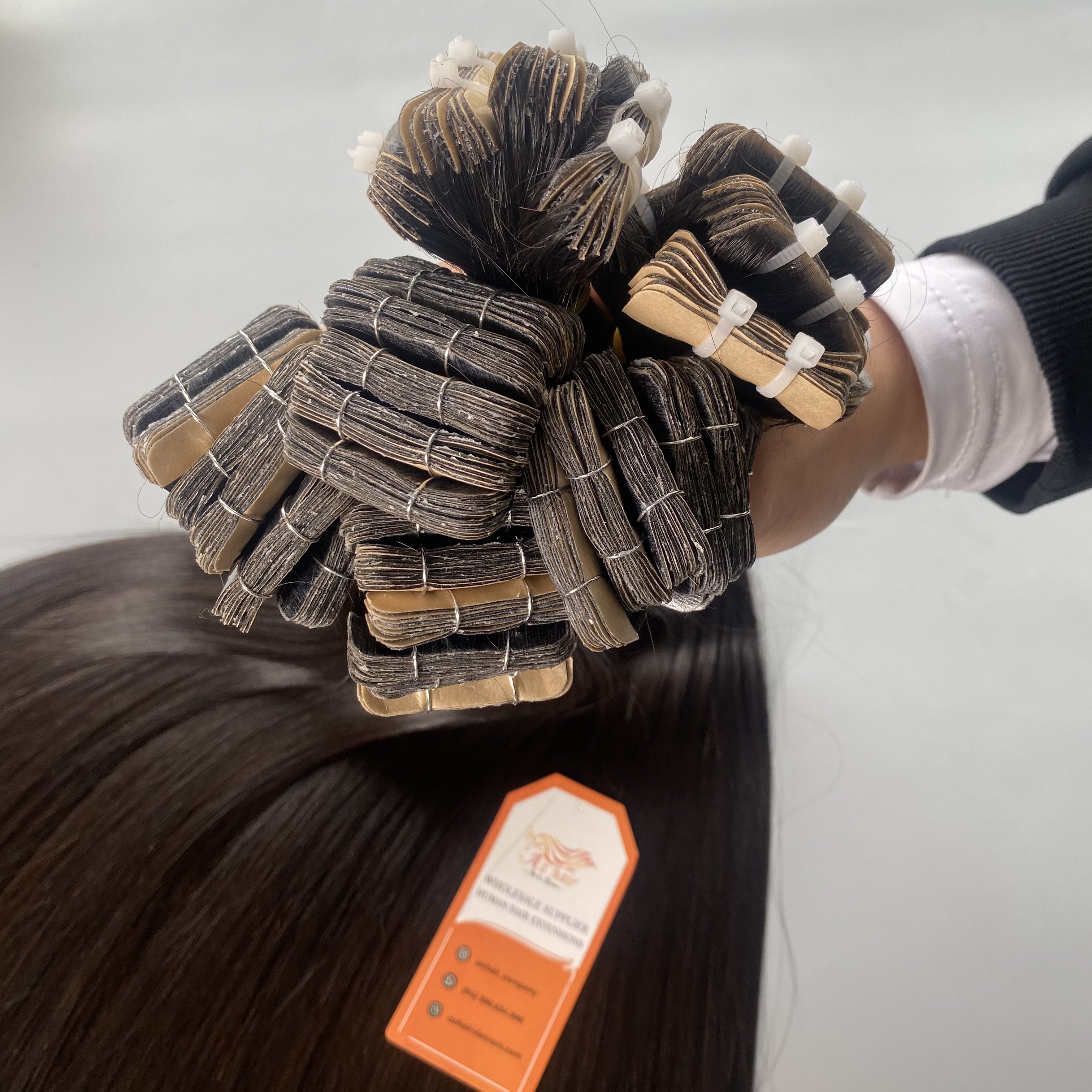 Wholesale Price Black Color Tape In Hair Extensions 4cm Line Tape 100% Vietnamese Human Hair