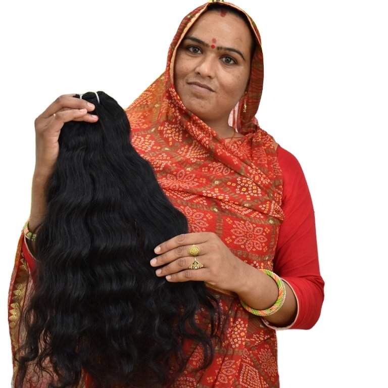 100% Wholesale natural raw silky black color bundles wavy deep weave vendor south indian temple human hair Extensions
