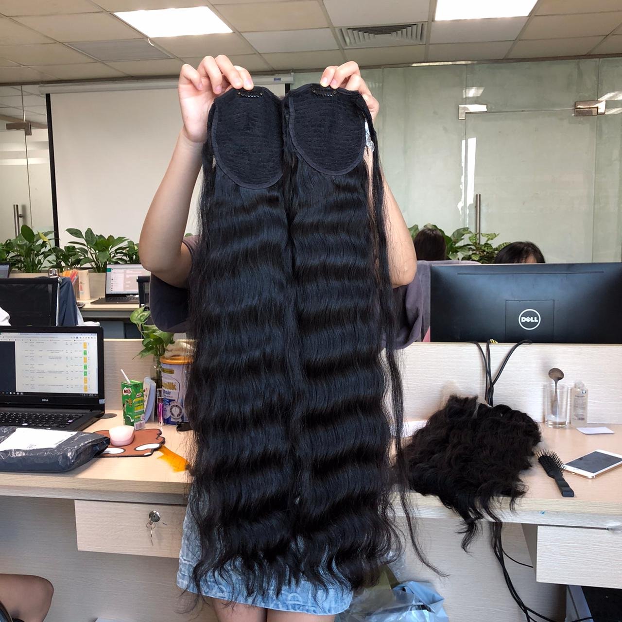 Ponytail 10A Grade Virgin Weaving natural wavy 100% Human Hair Ponytail Clip In Remy Human Hair Extensions