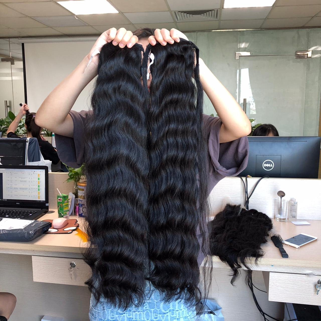 Ponytail 10A Grade Virgin Weaving natural wavy 100% Human Hair Ponytail Clip In Remy Human Hair Extensions