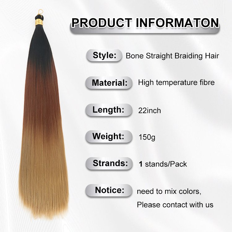 Julianna Display 150g Private Label 22 30 Inches Smooth Silky Ombre Synthetic Braiding Hair Bone Straight Extension For Braids