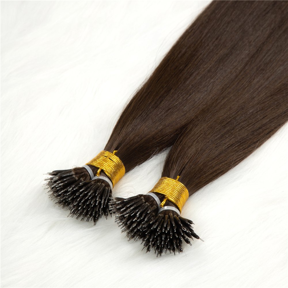 Nano Ring human hair extensions cuticle aligned virgin hair double drawn Russian hair extensions