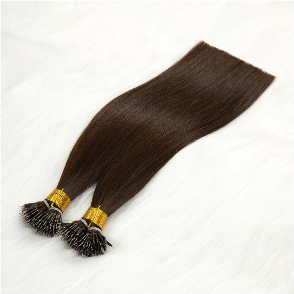 Nano Ring human hair extensions cuticle aligned virgin hair double drawn Russian hair extensions