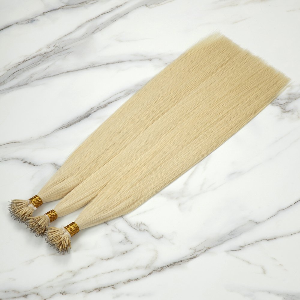 Nano Ring human hair extensions cuticle aligned virgin hair double drawn Russian hair extensions