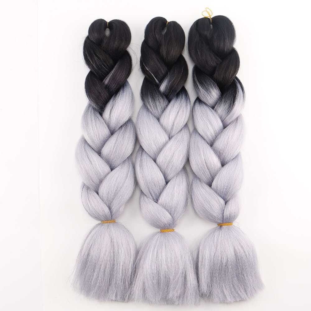 24 Inch 100g Wholesale Ombre Synthetic Fiber Yaki Straight Jumbo Braiding Hair Expression For African Woman