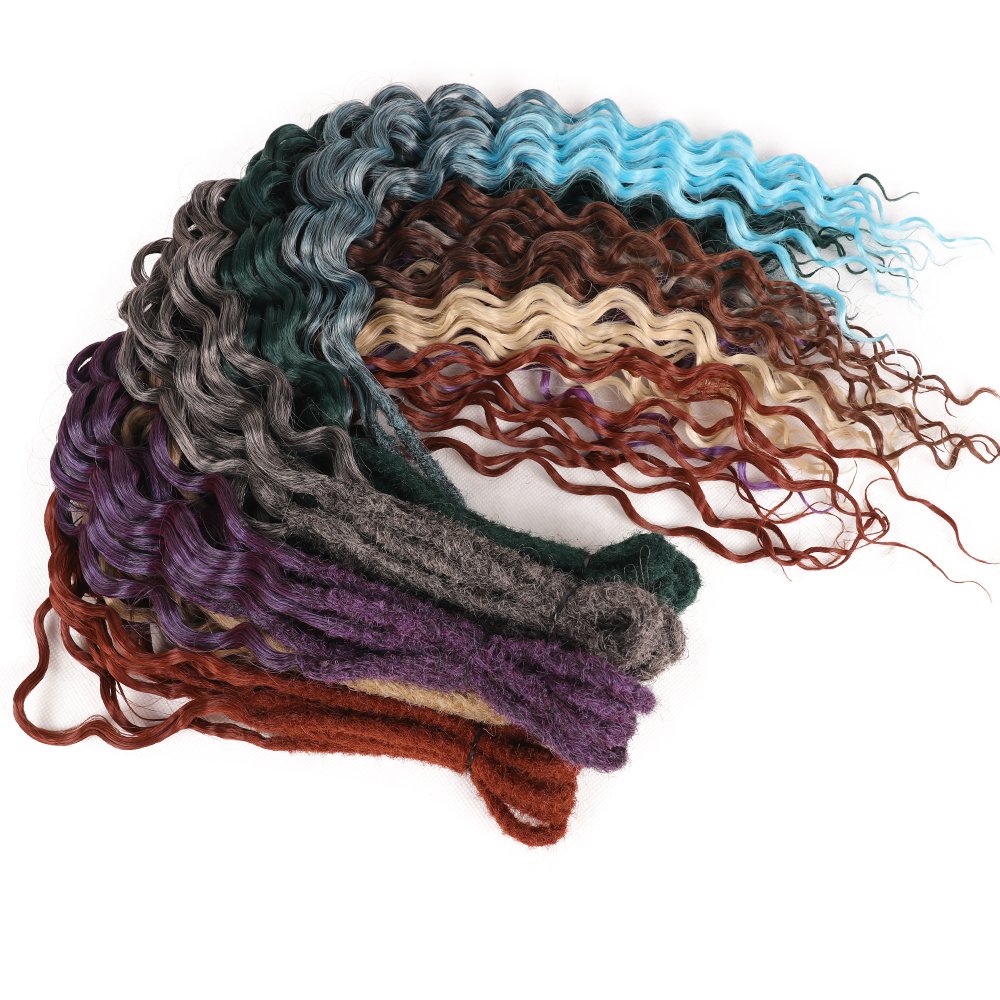 AliLeader 24 Inch Curly Double Ends African Ombre Dread Lock Crochet Braids Wavy Handmade Dreadlocks Hair Extensions for Women