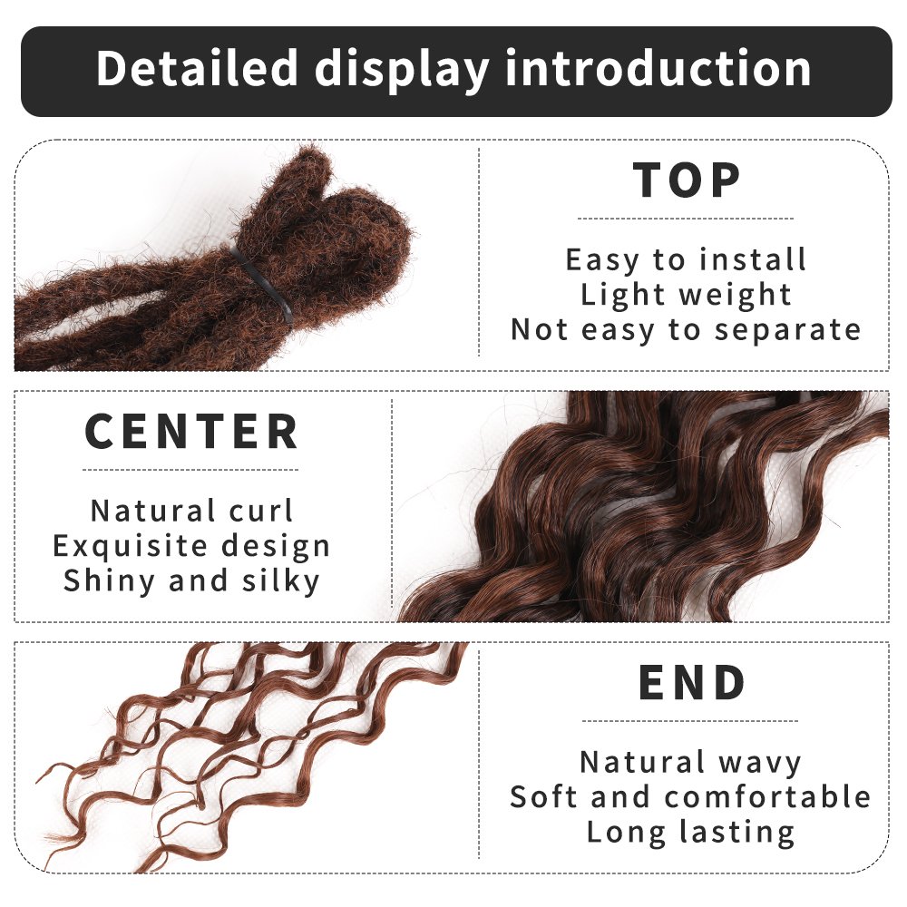 AliLeader 24 Inch Curly Double Ends African Ombre Dread Lock Crochet Braids Wavy Handmade Dreadlocks Hair Extensions for Women