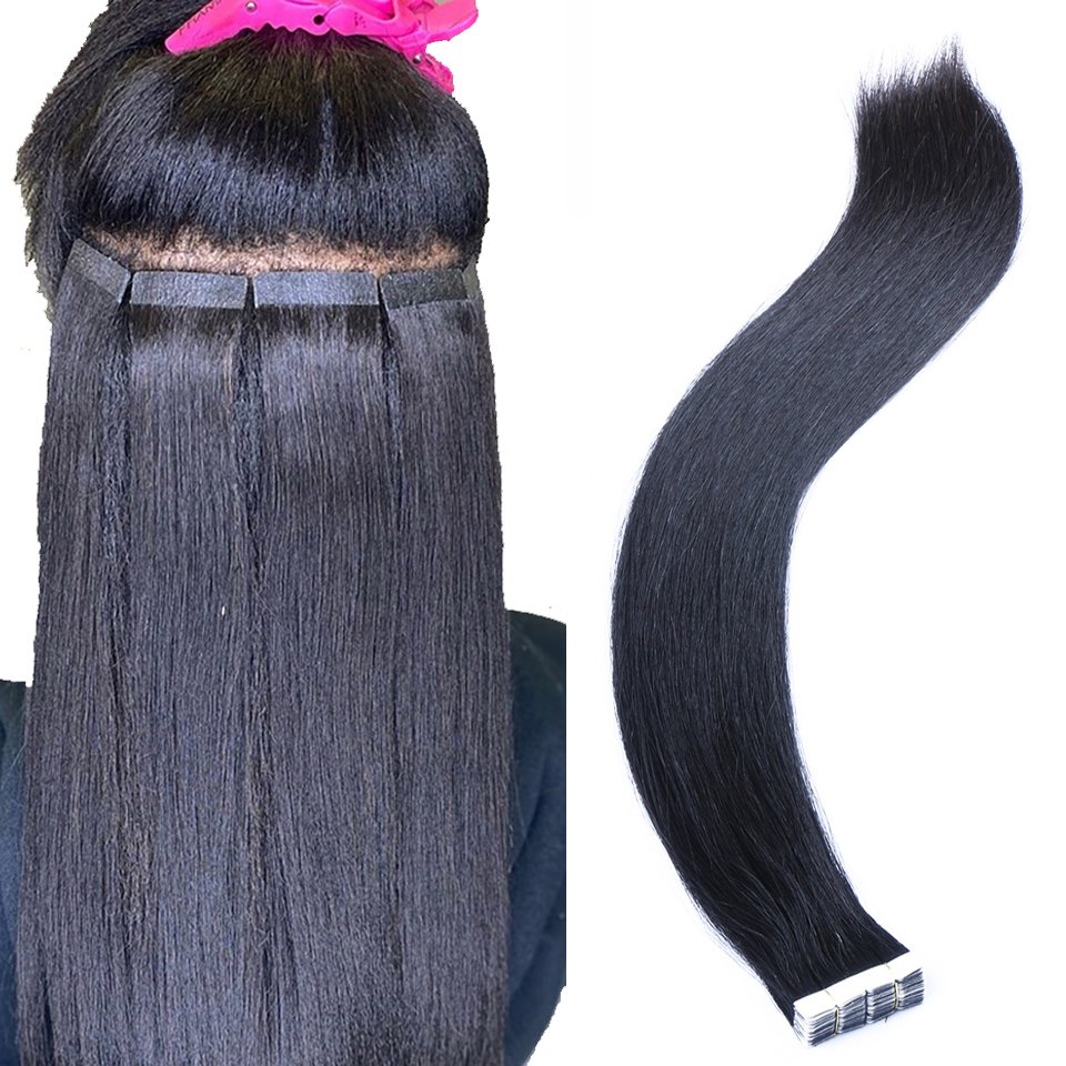 100% Human Raw Cambodian double drawn cuticle aligned tape in hair extensions 100human hair