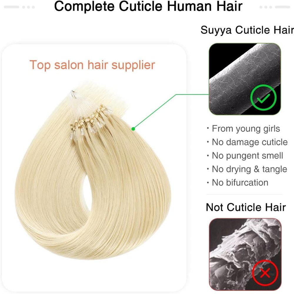 Nano Micro Ring Microstraighteft Hair Extensions Remy Micro Loop Links Human Hair Established Chinese Body Wave Hair 12 Months