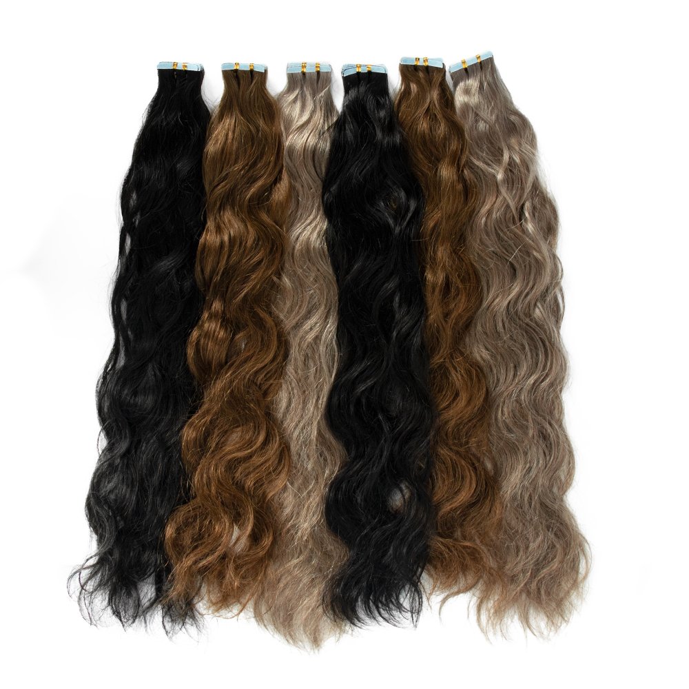 Wholesale Full Cuticle Aligned Virgin 100 Human Hair Extension Curl Tape in Remy European Invisible Tape Hair Extensions