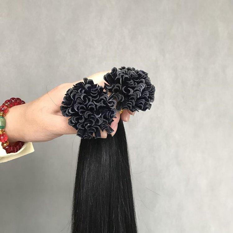 Hot selling Indian natural black Cuticle Aligned Prebonded unprocessed Virgin Keratin 100% Human Hair U Tip Hair Extensions