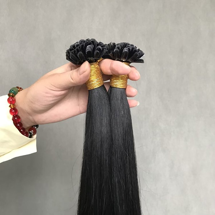 Hot selling Indian natural black Cuticle Aligned Prebonded unprocessed Virgin Keratin 100% Human Hair U Tip Hair Extensions