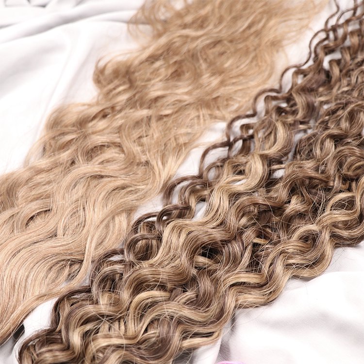 2024 Hot Selling Natural Remy White Curly Human Hair Weft 26 inch Sewing Machine Weft Hair Extensions Human Hair