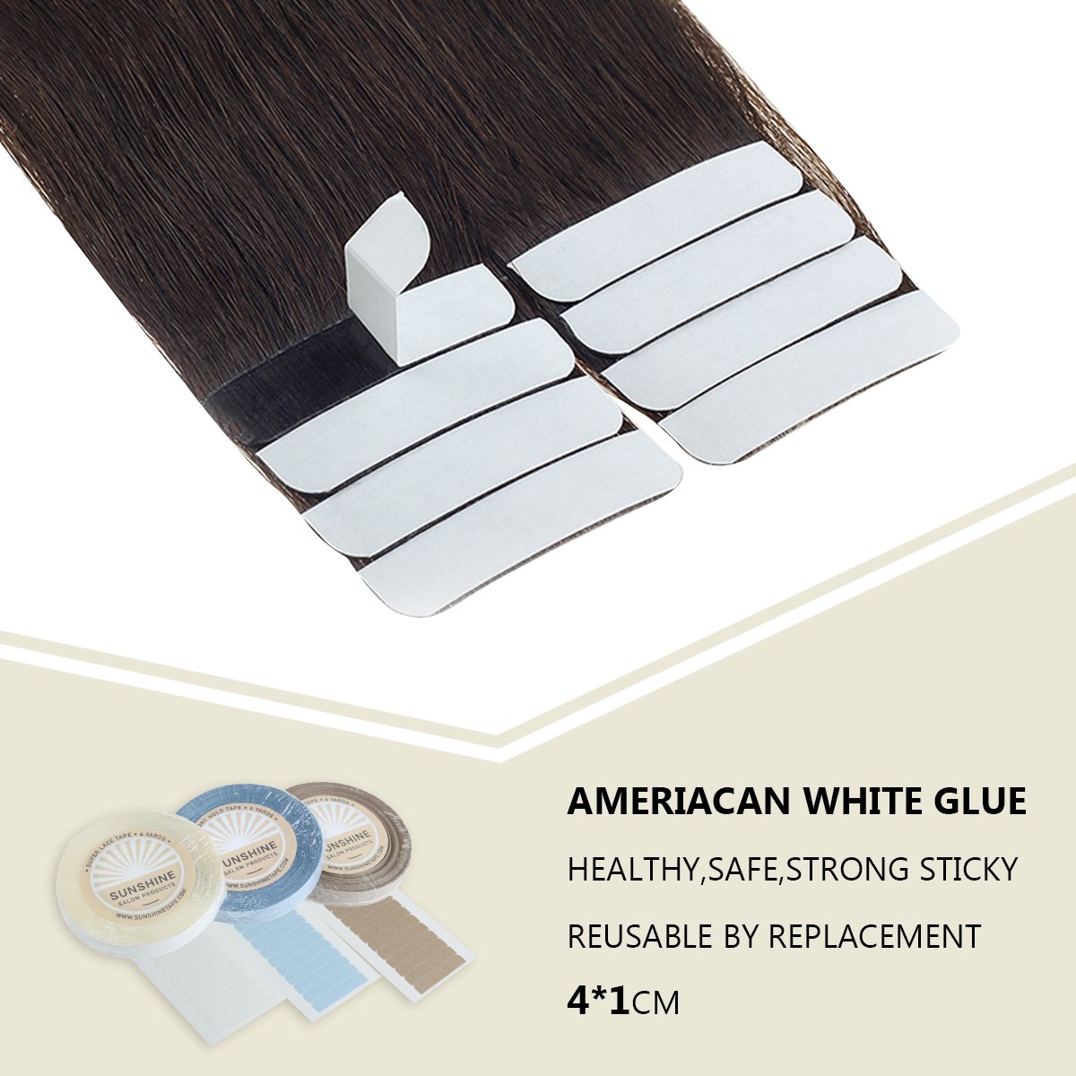 Tape In Human Hair Extensions Straight Remy On Adhesive Invisible PU Tape Hair
