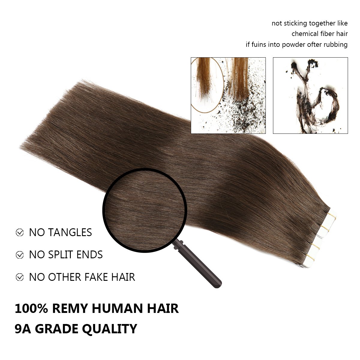 Tape In Human Hair Extensions Straight Remy On Adhesive Invisible PU Tape Hair