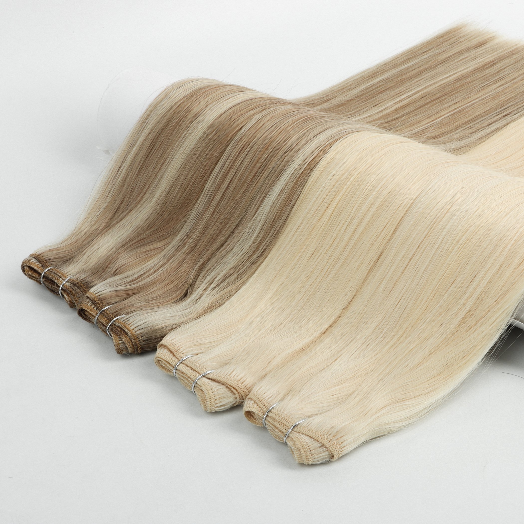 Wholesale Blonde Russian Hair Extensions Virgin Remy Cuticle Aligned Double Drawn Human Hair Bundle Weft Weave