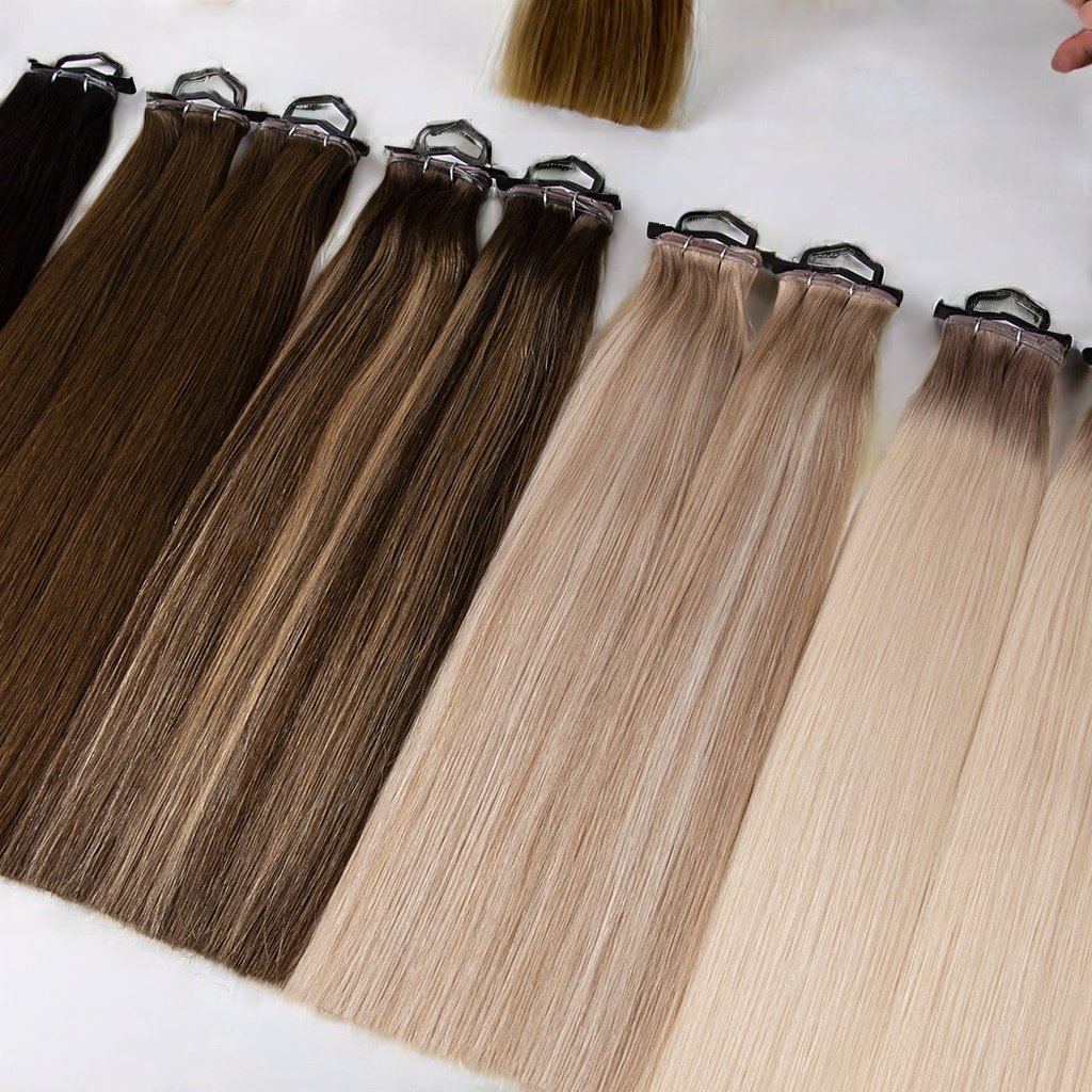Thin Invisible Genius Weft Hair Extensions Double Drawn 100 Natural #1001 White Blonde Human Hair Genius Weft