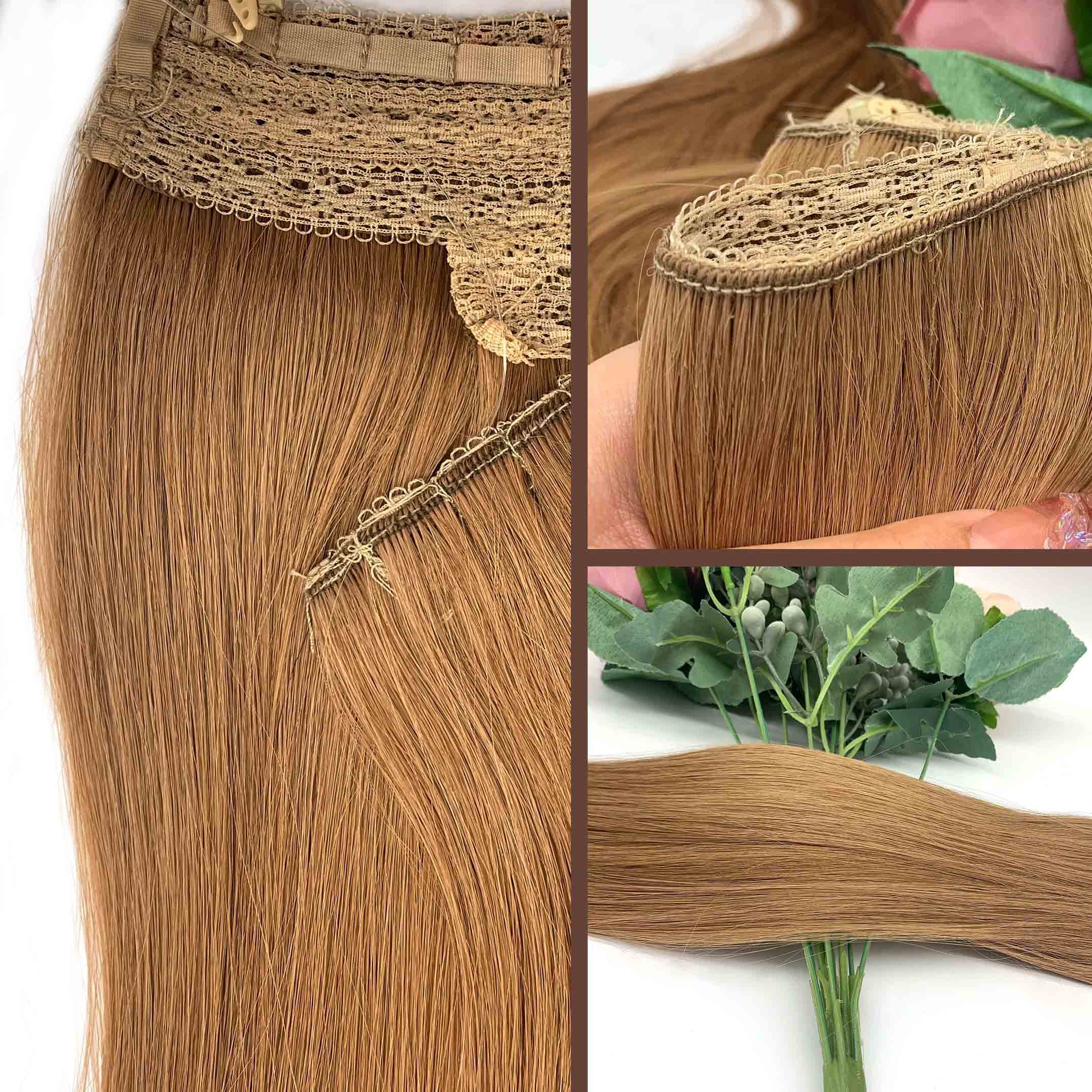 Fasimei Large Stock Top Quality Suppliers Seamless Halo Hair Extensions Brazilian Human Hair Product Virgin Hair Extensions 100g