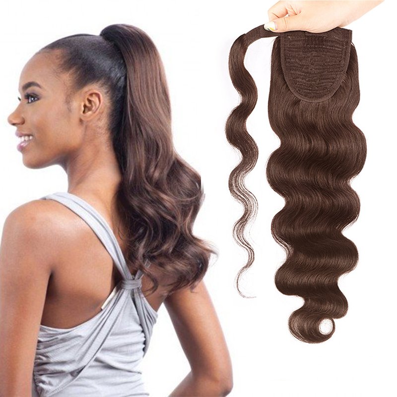 4b 4c custom Brazilian hair Natural Body Wave drawstring PonyTail Remy Wrap Around Ponytail Human Hair Extension