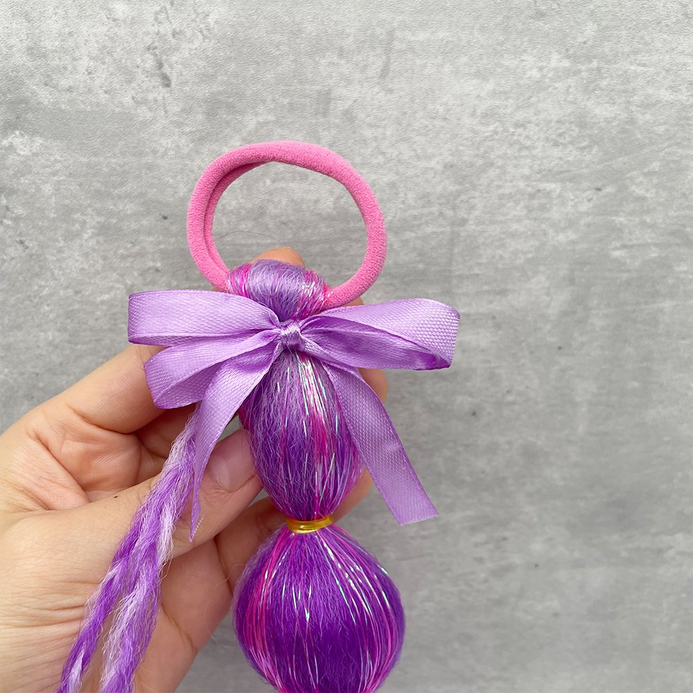 Braid Ponytail Extensions 11 inch Short Bubble Braided Ponytail With Tinsel Hair For Kid Hair Accessories