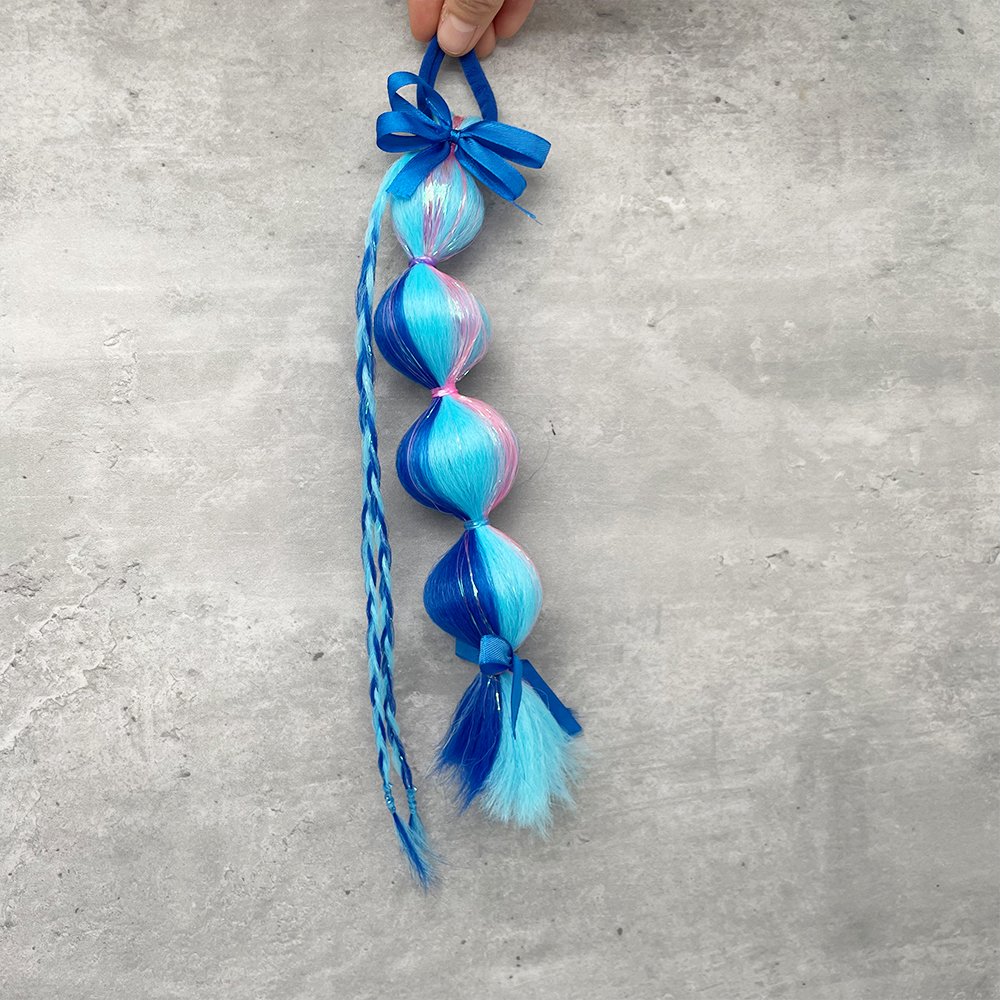 Braid Ponytail Extensions 11 inch Short Bubble Braided Ponytail With Tinsel Hair For Kid Hair Accessories
