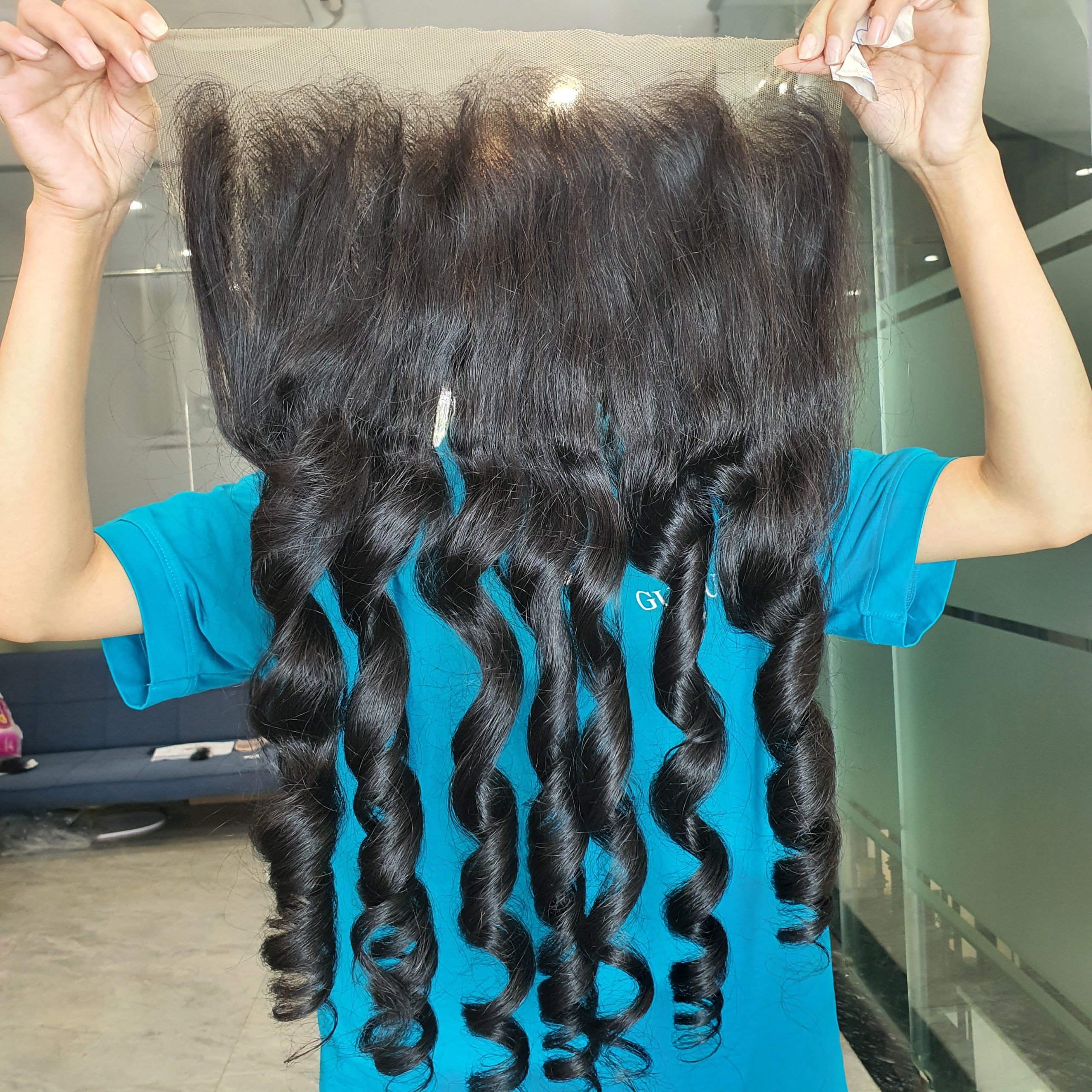 30 inches human hair bundles vietnam loose wave super double drawn raw hair with 5x5 lace Closure
