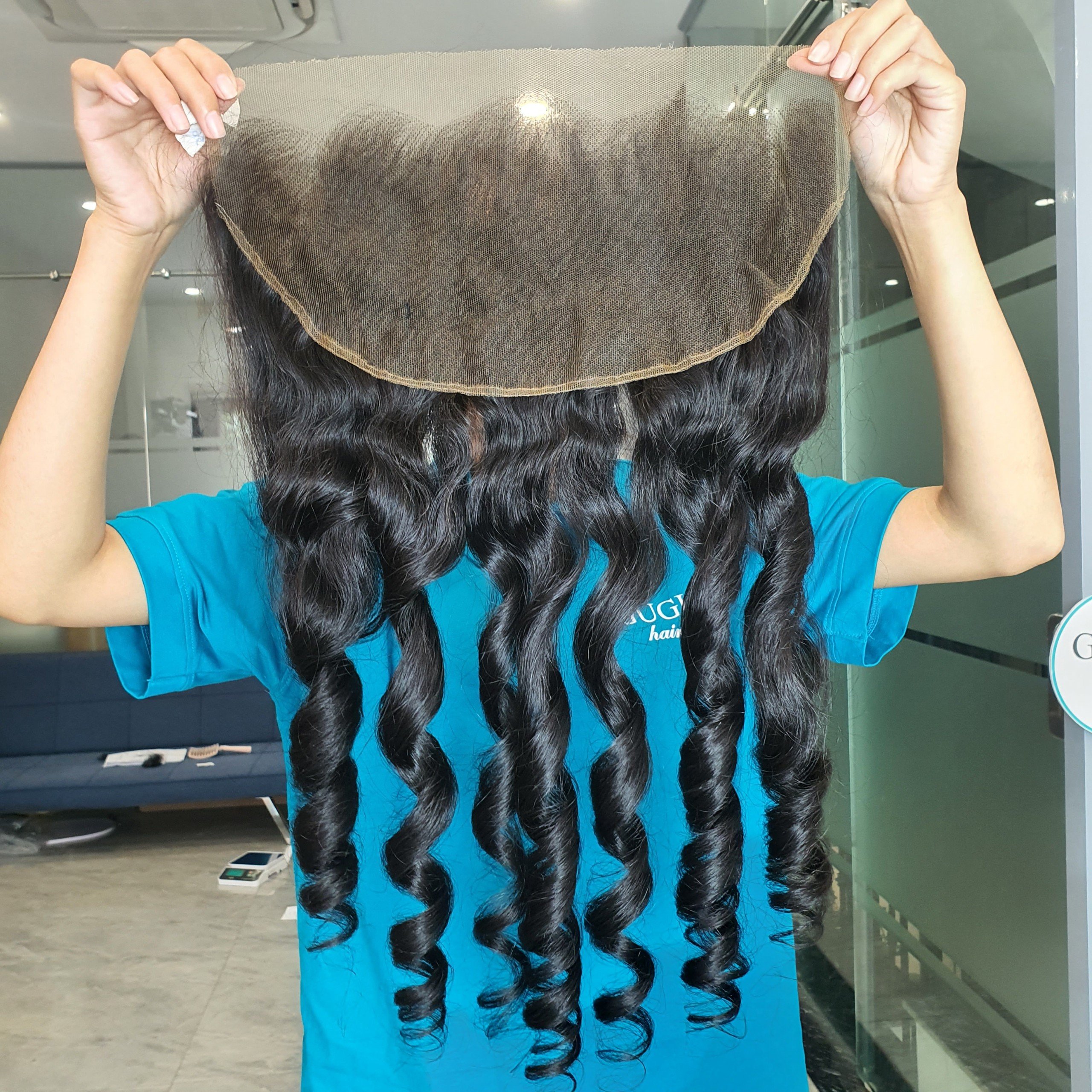 30 inches human hair bundles vietnam loose wave super double drawn raw hair with 5x5 lace Closure