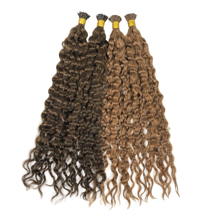 Virgin Remy Deep Wave I Tips Hair Extensions Human Hair Micro Links Itip extension