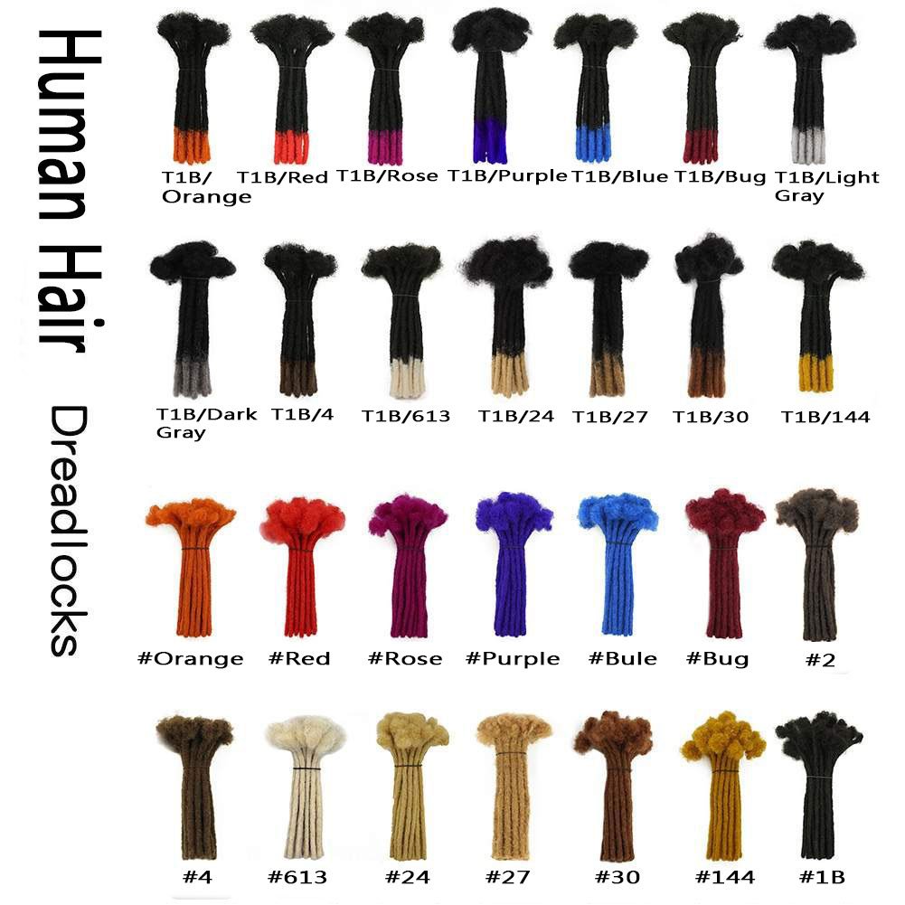 In stock 100% Human hair Full Hand made crochet 1b 24 0.6 cm soft Hair braiding afro kinky black man ombre Dreadlocks Extensions