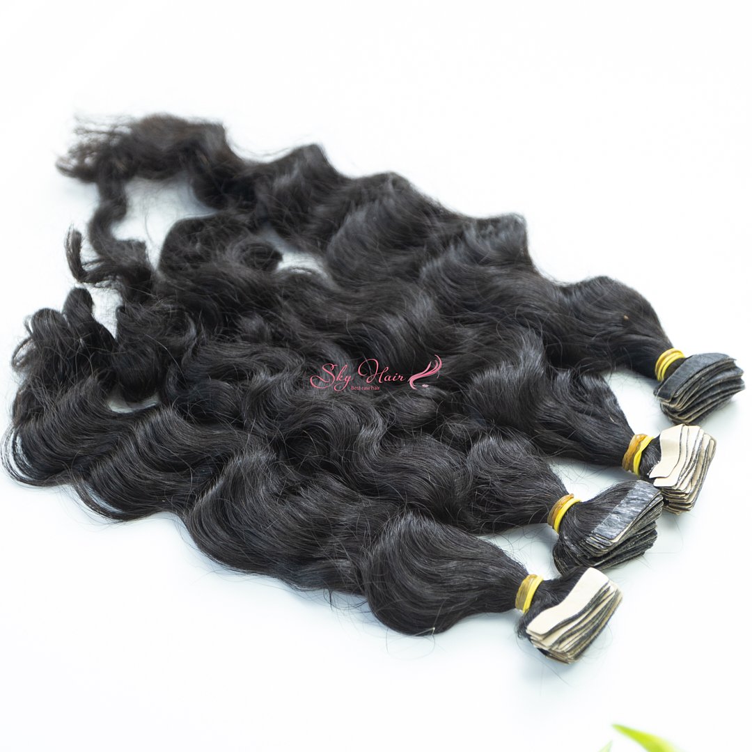 Cambodian Natural Wavy Tape-in extension Sky Hair Vietnam vendor Wholesale supplier luxury Raw human Hair Tape-in Extensions