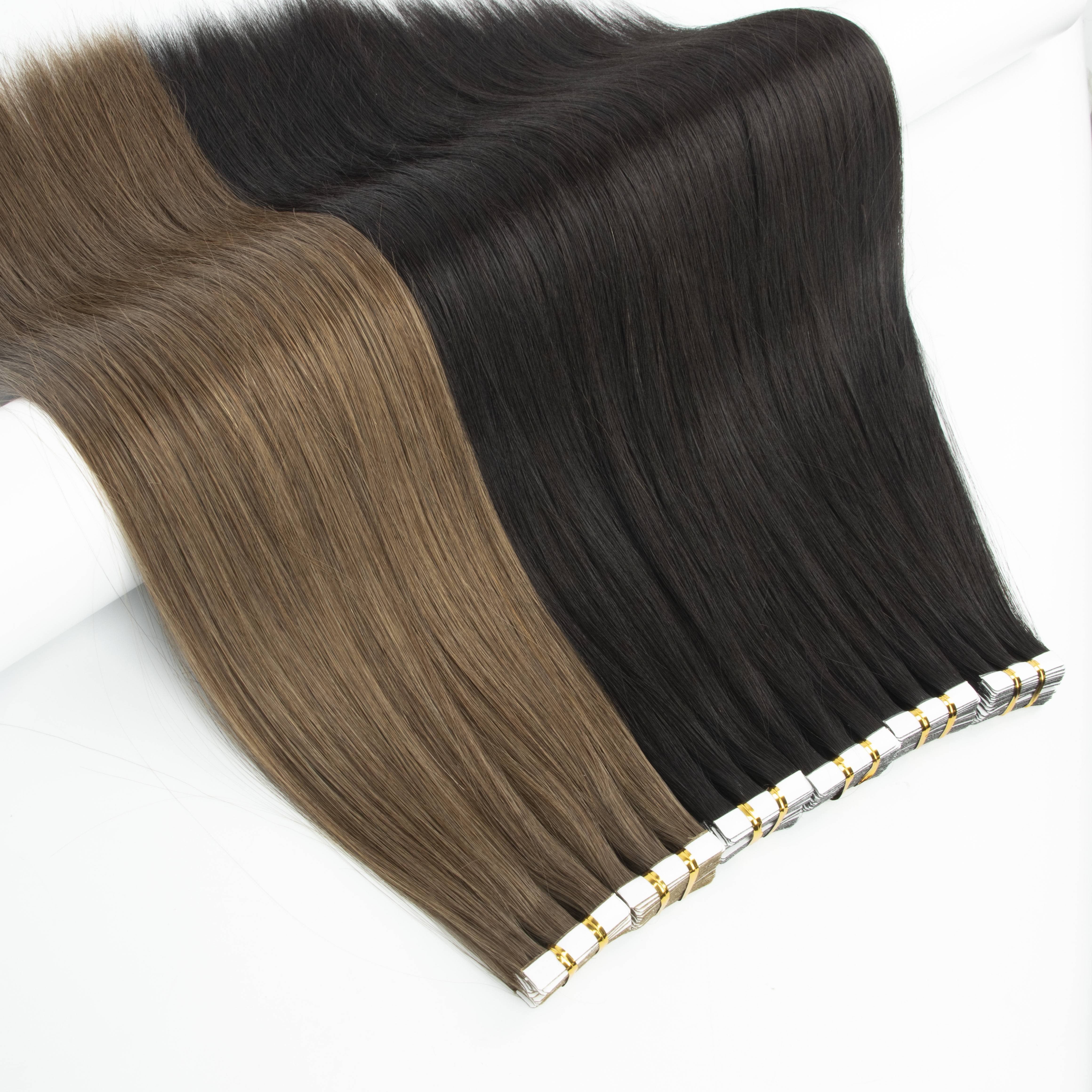 Wholesale Invisible Tape In Human Hair Extensions Double Drawn Russian Tape In Human Hair Extensions